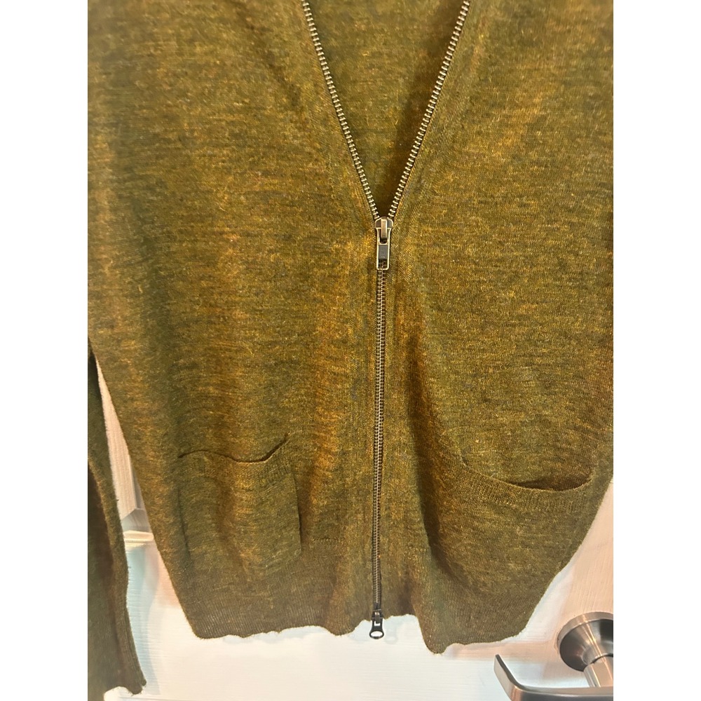 J.Crew Cardigan Olive Green Wool Alpaca Blend Zip Up Pocket Sweater